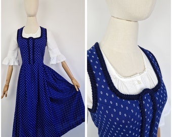 Vintage 70s Austrian dirndl milkmaid Oktoberfest ditsy dress