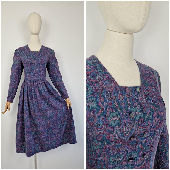 Vintage 80s Laura Ashley paisley and floral cotta… - image 1