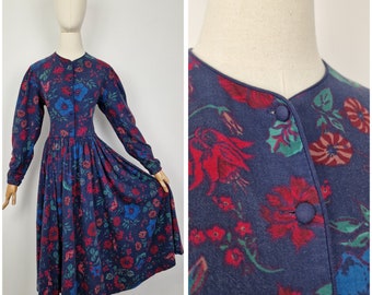 Vintage 80s Laura Ashley cotton and wool dress