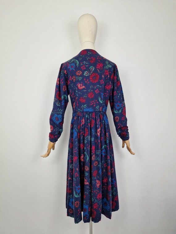 Vintage 80s Laura Ashley cotton and wool dress - image 7