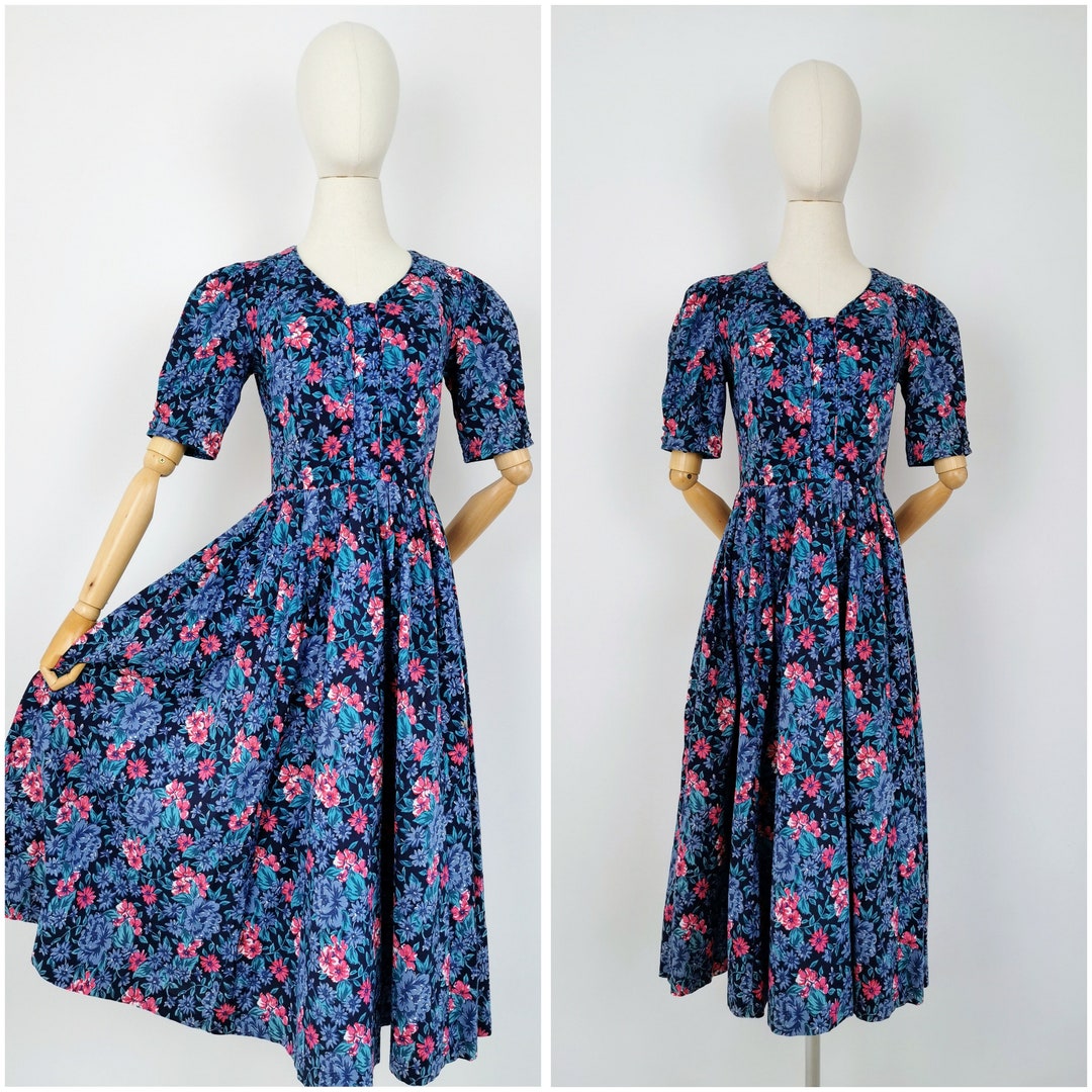 Vintage 80s Laura Ashley Cottagecore Cotton Floral Dress - Etsy