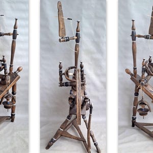 Antque Spinning Wheel&#39;s stabile works great is complete / 1899 + 1 SPOOL FLYER