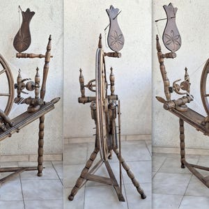 Antique unique, exclusive, heavy Scandinavian working excellent Spinning wheel