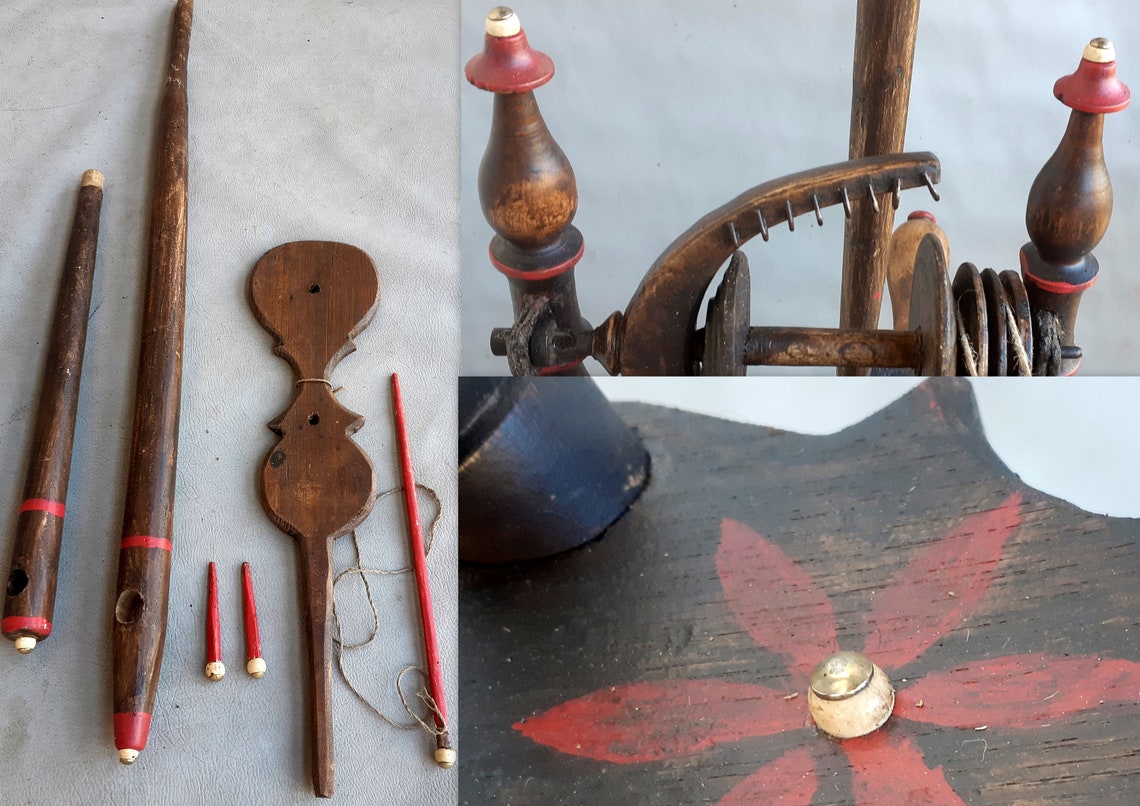 Antique Unique Spinning Wheel With Violin Shape Base Etsy