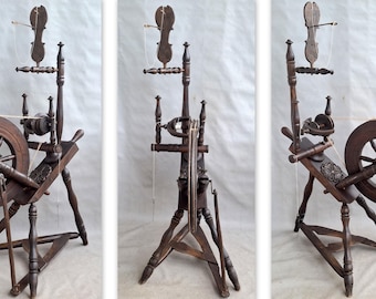 Antique unique working Spinning Wheel is complete / DATED 1899
