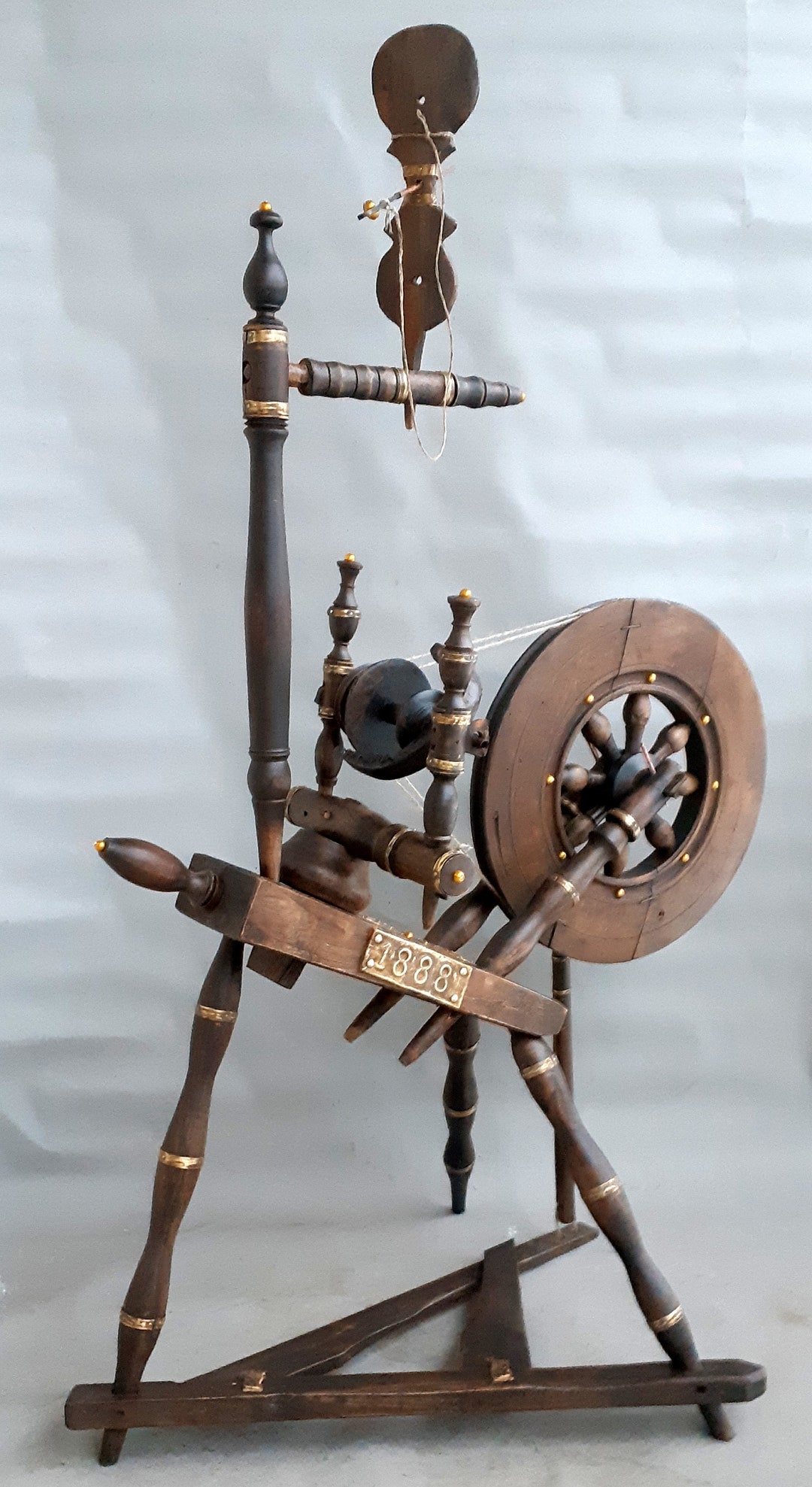 Antique Unique Working Spinning Wheel With Encrustations and Etsy