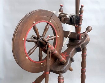 Antique unique Spinning Wheel with violin shape base