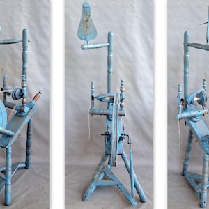Antique Spinning Wheel stable, works great is complete / With date: 1899