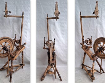 Antique Spinning Wheel 1900, Complete & Working