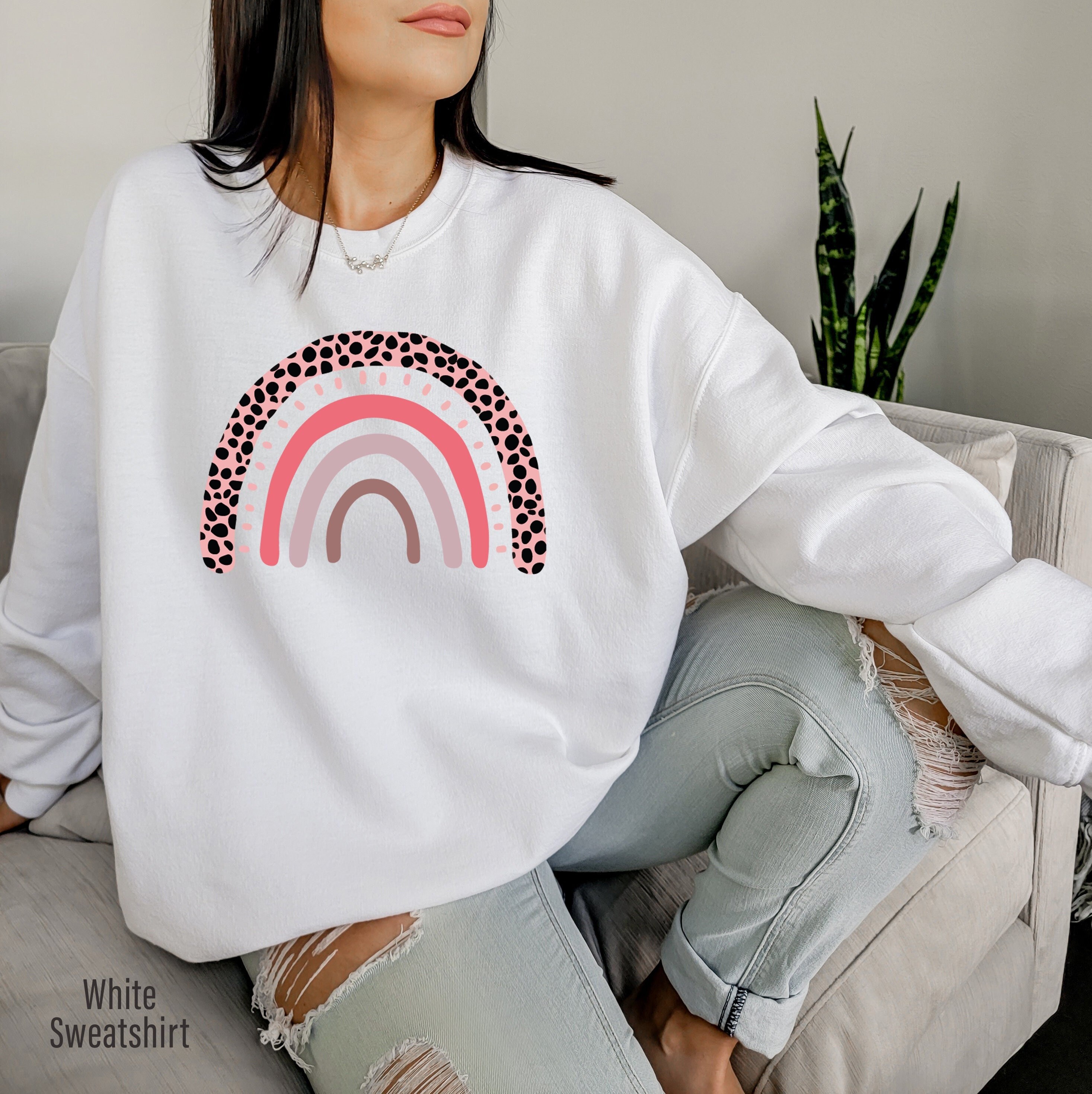 Leopard Rainbow Crew Neck Sweatshirt 