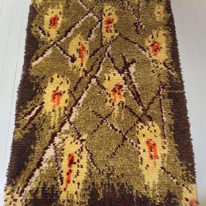 Mid century modern handmade wool wall rug - Finnish traditional handmade rya rug - Finnish design - Large wall hanging
