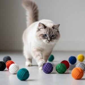 Monkey Fist Cat Toy - Cat Enrichment Toy - Chase & Bat Toy • Multiple Sizes and Colors