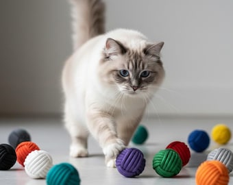 Monkey Fist Cat Toy - Cat Enrichment Toy - Chase & Bat Toy • Multiple Sizes and Colors