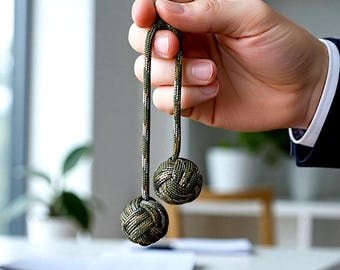 Begleri Monkey Fist paracord—Fidget Toy—Camo Green Mens Hand Exercise Toy