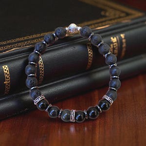 Pulsera energética para hombre con obsidiana, piedra de lava y Buda. Regalo de aromaterapia. Pulsera de protección. Un regalo genial para él.