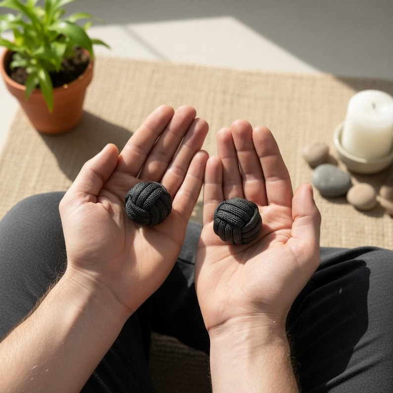 weighted fidget toy, meditation balls, stress balls, sensory fidget, mindfulness toy, tactile hand toy, paracord beads, hand exercise tool, palm massage balls, pocket fidget, focus training, flow toys, monkey fist