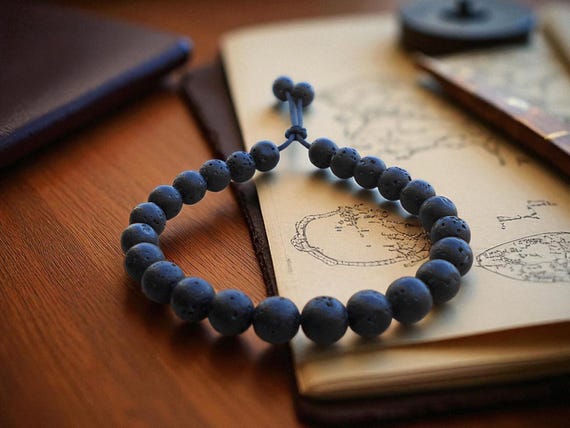 Lava Stone Fidget Bracelet – Komboloi Worry Beads, Minimalist Fidget Jewelry for Stress Relief & Meditation