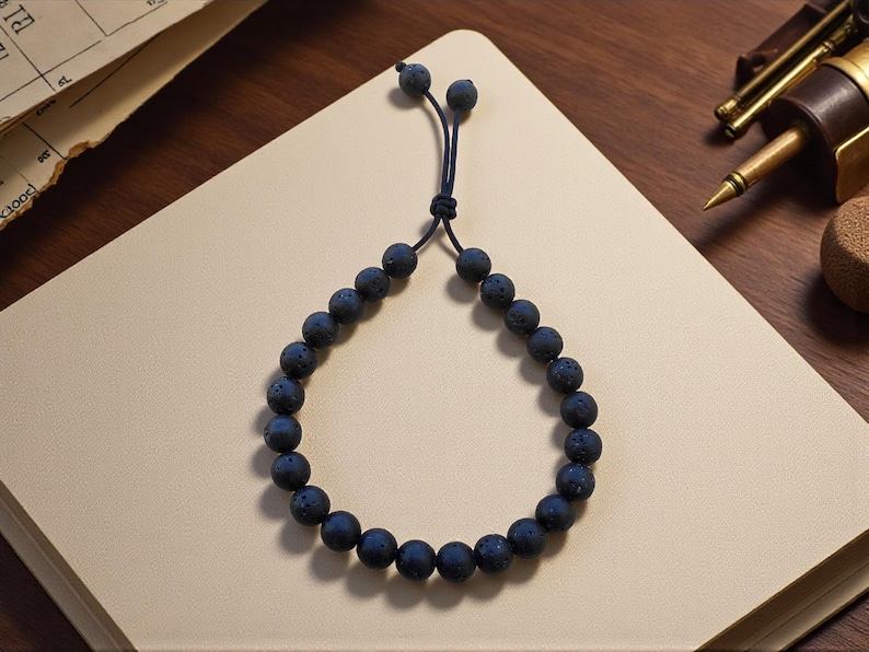 Lava Stone Fidget Bracelet – Komboloi Worry Beads, Minimalist Fidget Jewelry for Stress Relief & Meditation image 16