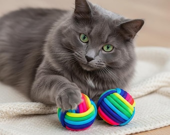 Jouet pour chat poing de singe arc-en-ciel - hochet en cloche, jouet interactif pour animal de compagnie