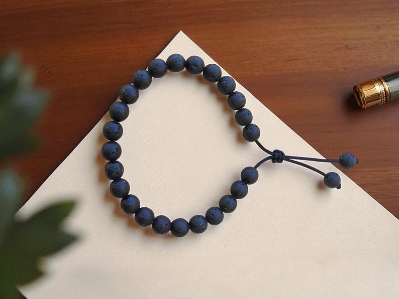 Lava Stone Fidget Bracelet – Komboloi Worry Beads, Minimalist Fidget Jewelry for Stress Relief & Meditation image 14