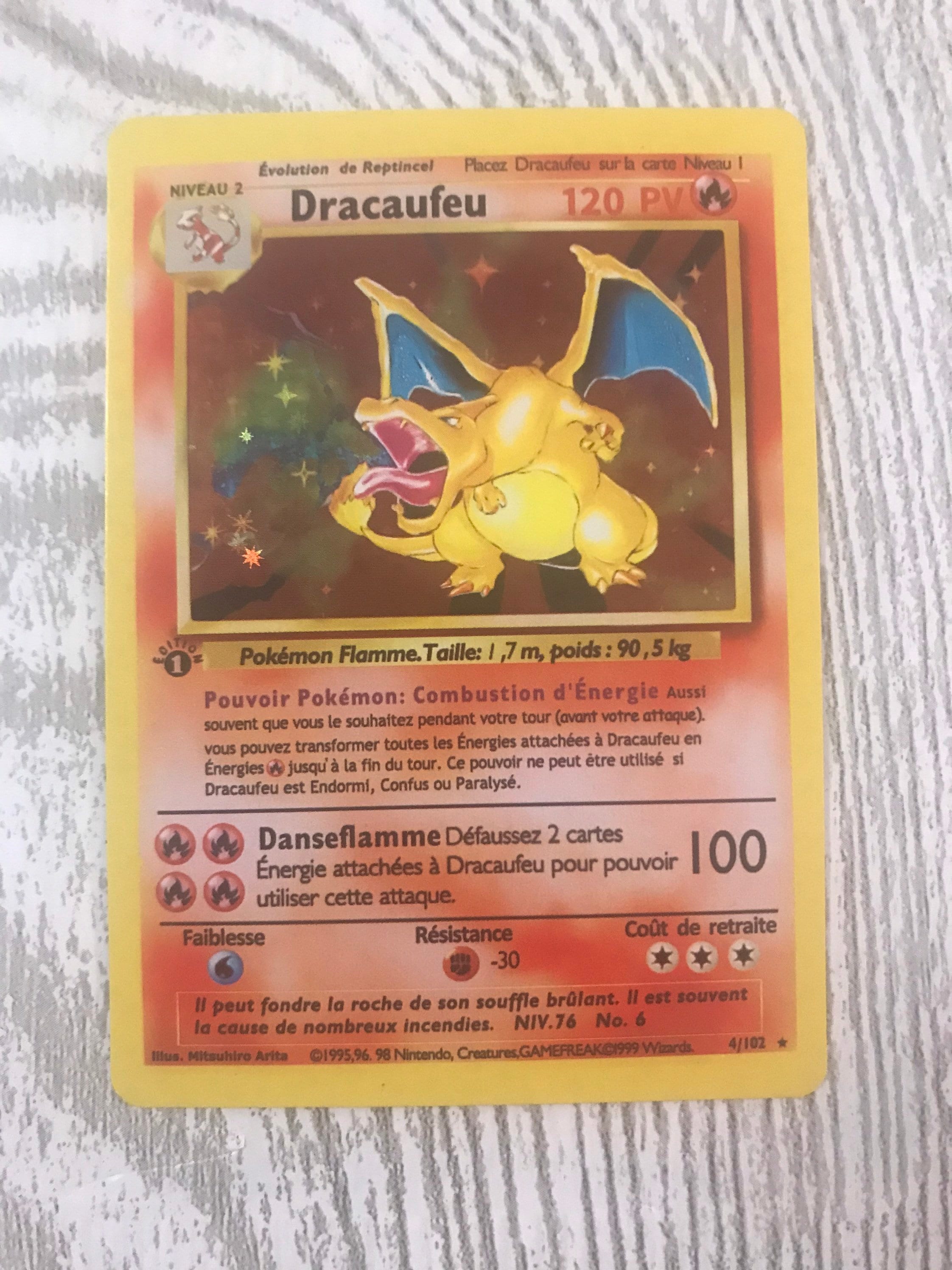 Reproduction carte Pokémon dracaufeu première génération fait Etsy Canada