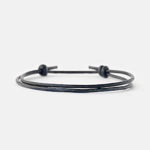 NEW Black Leather Cord Bracelet for Men, Minimalist Adjustable Bracelet with Sliding Knots, Birthday Gift for Son | Boyfriend, Gift for Him
