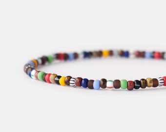 Mens Beaded Bracelet Multicolor, 3mm Colorfull Small Bead Bracelet for Men, Couples Bracelet, Best Friend Gift, Birthday Gift for Him
