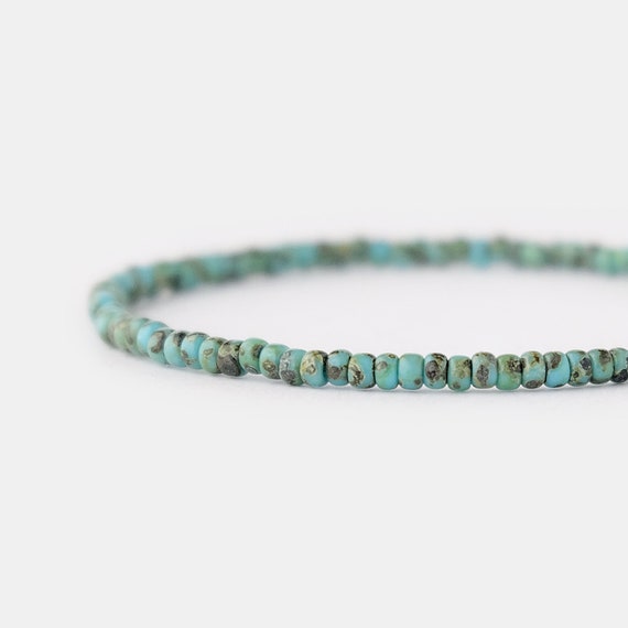 Turquoise Bracelet for Men, Mens Beaded Bracelet, Stretchy Bracelet, 3mm Small Bead Bracelet, Minimalist Bracelet, Bracelet Gift for Him