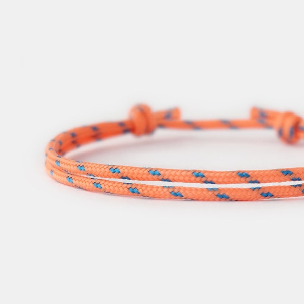 Mens Bracelet, Orange Rope Bracelet, Surfer Bracelet, Adjustable Bracelet with Sliding Knots, Birthday Gift for Son | Boyfriend | Friend