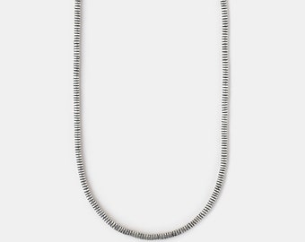 Mens Beaded Necklace Oxidezed Silver, Small Bead Necklace for Men, Long Necklace, Minimal Jewelry, Anniversary Gift for Husband, Mens Gift