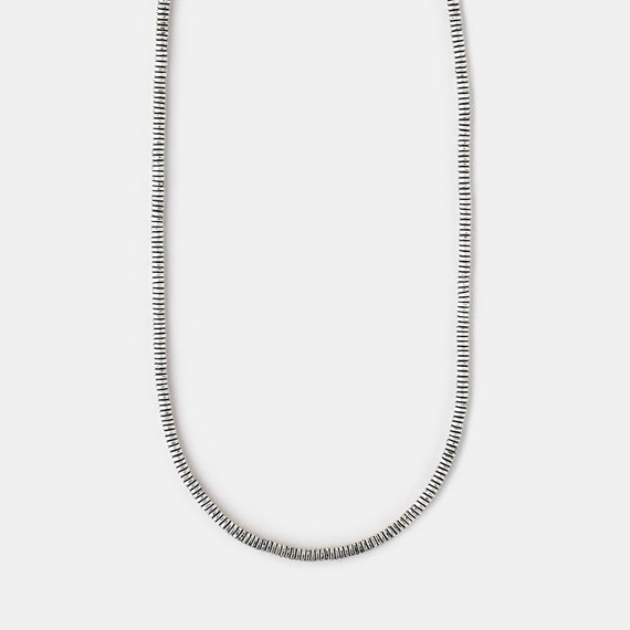 Mens Beaded Necklace Oxidezed Silver, Small Bead Necklace for Men, Long Necklace, Minimal Jewelry, Anniversary Gift for Husband, Mens Gift