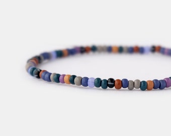 Multicolor Beaded Bracelet for Him, Mens Stretchy Bracelet, 3mm Colorful Bead Bracelet, Couples Bracelet, Surfer Bracelet, Boyfriend Gift