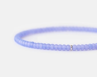 Mens Blue Beaded Bracelet: Sterling Silver Accent, Minimalist Style