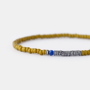 Blauwe lapis lazuli-kralenarmband voor heren, geoxideerde 925 zilveren kleine kralenarmband voor heren, rekbare armband van 3 mm, verjaardagscadeau voor hem