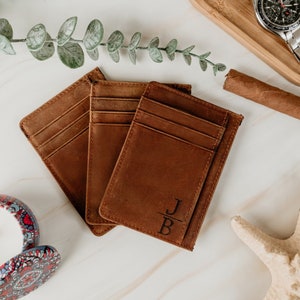 Billetera personalizada para él, regalo personalizado con escritura a mano grabada, aniversario, cumpleaños, boda, novio, día del padre, esposo, minimalista delgada