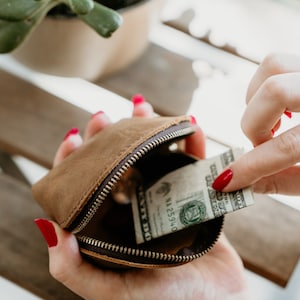 Monedero de cuero personalizado, lindo monedero minimalista, monedero con cremallera, tarjetero para mujer, monedero para niños, monedero, regalo personalizado