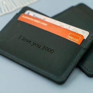 Regalos de Navidad para pareja, Billetera delgada para tarjetas, Tarjetero personalizado, Regalo para el día del padre, Billetera de cuero, Tarjetero personalizado, Regalo para él