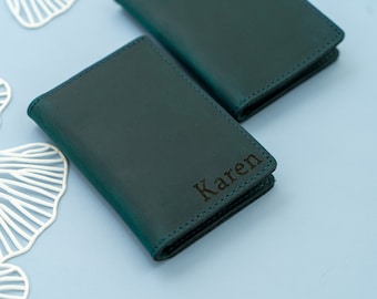 Minimalist Christmas Wallet, Mini Wallet For Women, Personalized Small Cute Wallet, Leather Card Holder, Gift for Her, 6 Colors Available