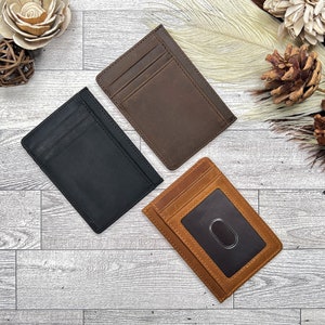 Tarjetero de cuero Cartera de cuero hecha a mano Cartera minimalista de regalo Tarjetero minimalista Cartera de cuero para tarjetas Cartera delgada Tarjetero de cuero