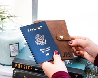 Passport cover, Personalized leather passport holder, Monogram wallet passport for men and women, Gift for Travelers Backpackers Nomads