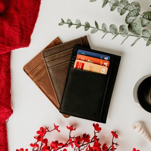 Regalo de Navidad para pareja, Cartera de Cuero Minimalista, Cartera para Tarjetas de Crédito Emergente, Cartera de Cuero, Cartera de Cuero Delgada, Cartera Unisex