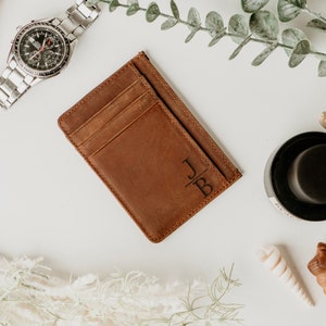 Regalo de Navidad para él, billetera de cuero personalizada, billetera personalizada, billetera grabada, regalos para novio, regalos de cumpleaños para papá, billetera para hombre