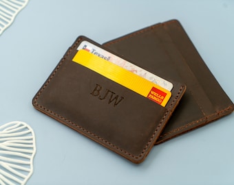 Christmas Gifts, Personalized Slim Wallet, Minimalist Leather Card holder, Card holder wallet, Mens wallet, Unisex card wallet, Custom gift