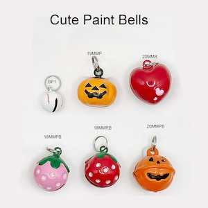 Bells for Pet Dog Cat •10mm 12mm 14mm Acrylic Metallic Stainless Pet Collar Bell Charm • Heart Pumpkin Baseball Berry Bells for Dog Cat Pet