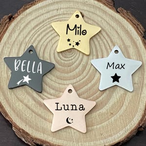 Dog Tag, Star Dog Tag, Personalized Dog Tag, Customized Dog Tag, Dog ID Tag, Dog Collar Tag, Pet ID Tag, Star Dog ID Tag, Moon Stars Tag