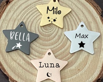 Personalized Star Dog Tag: Stainless Steel Pet ID Tag