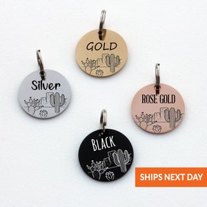Dog Tag • Desert City Dog Tag • Cactus Tag • Personalized Dog Tag • Dog ID Tag • Dog Collar Tag • Pet ID Tag • Pet Gift • Desert Themed Tag