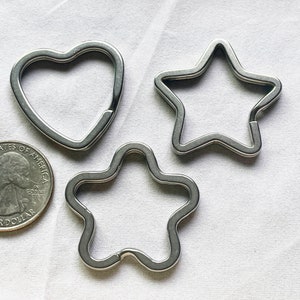 Heart Split Ring, Star Split Ring, Flower Split Ring, Silver High Duty Stainless Steel Split Ring ,Add on for Dog ID Tags, Pet Id Tags