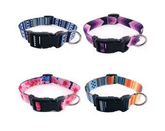 Floral Polyester Dog Collar with Plastic Buckle, Matching Leash Available