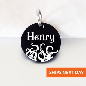 Engraved Squid Dog Tag, Dog Tag, Octopus Dog Tag, Personalized Dog Tag, Dog Tag, Dog Name Tag, Cute Dog ID Tag, Custom Dog Tag, Dog ID Tag